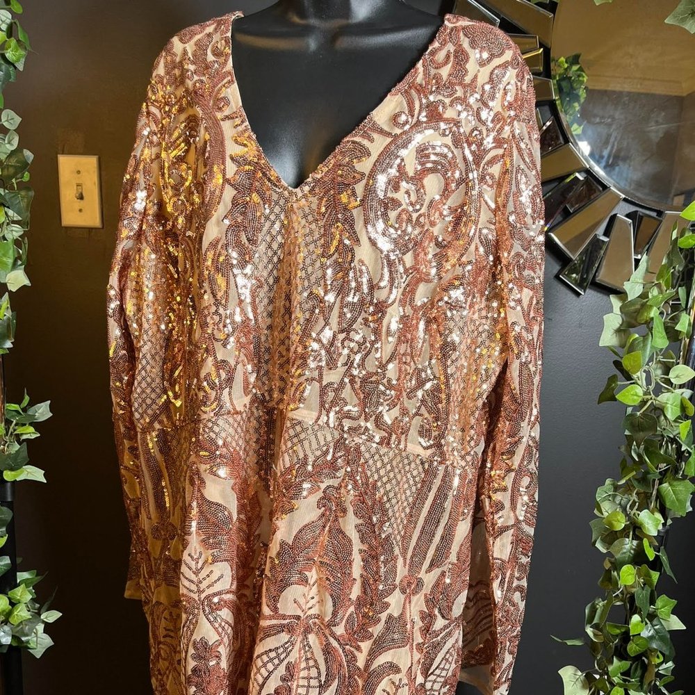 Curvy Girl Rose Gold Sequin Dress